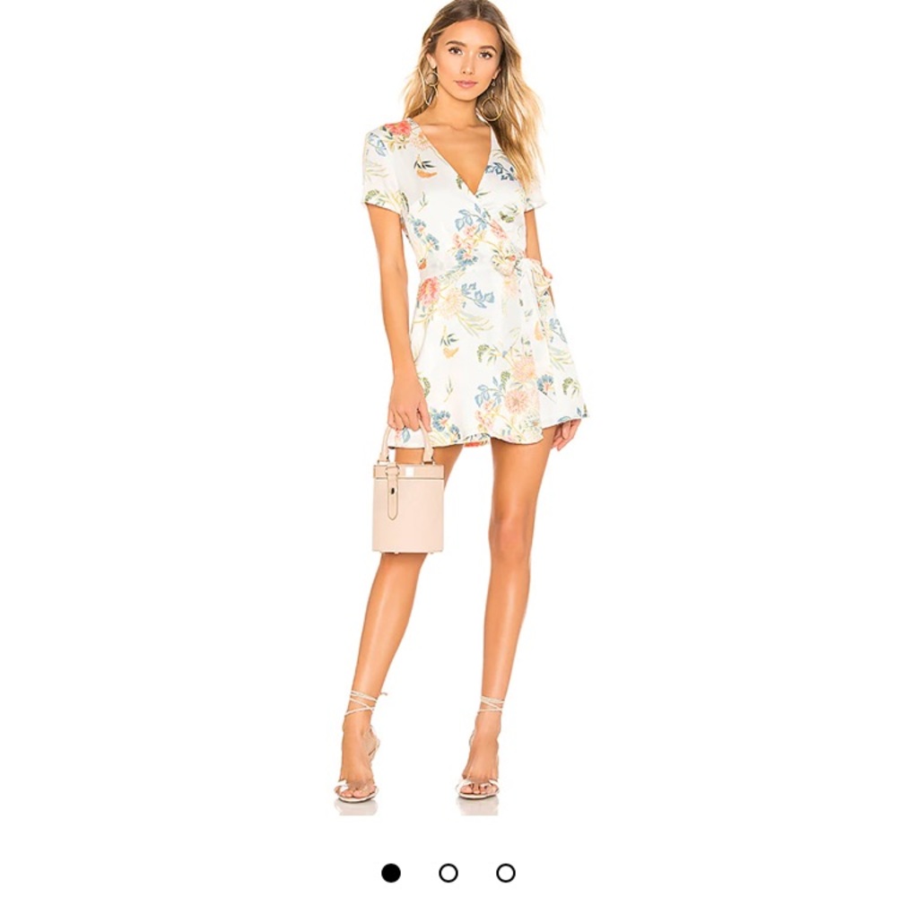 Maye Wrap Mini Dress in White Floral